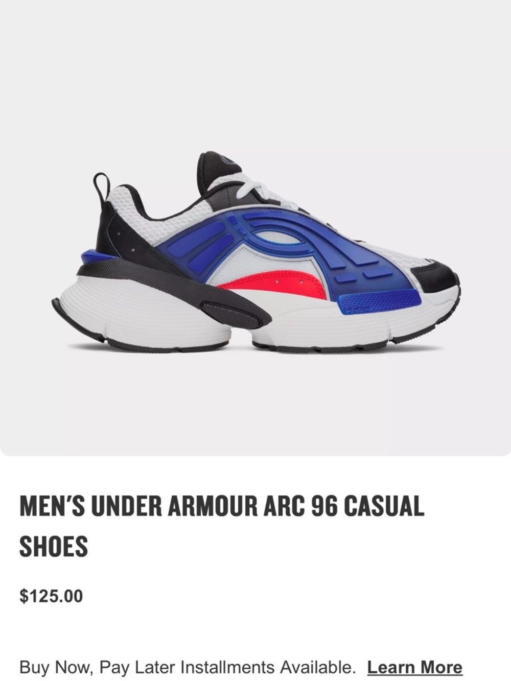 Under Armour Men's ARC 96 Sneakers - White/Blue/Red/Black